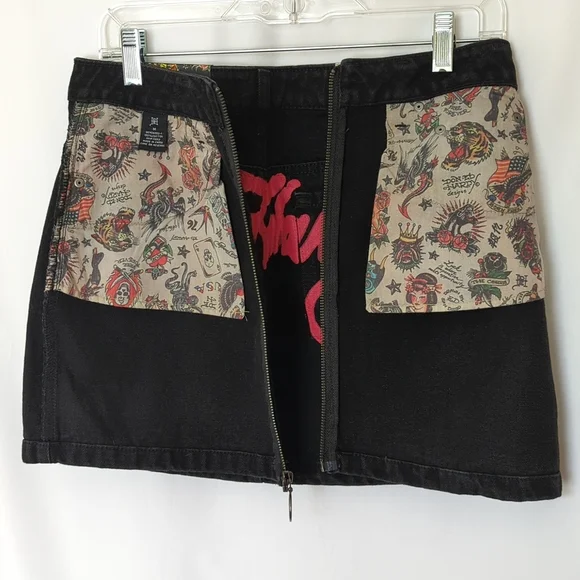 Ed Hardy Black Denim Mini Skirt - Picture 8 of 10